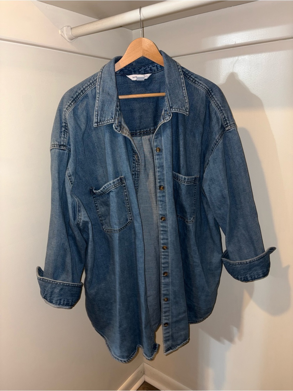 Old Navy Washed Blue Denim Shirt Jacket